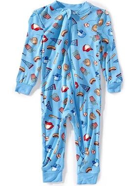 Little Me Light Bamboo Baseball Print Romper 12 18 months